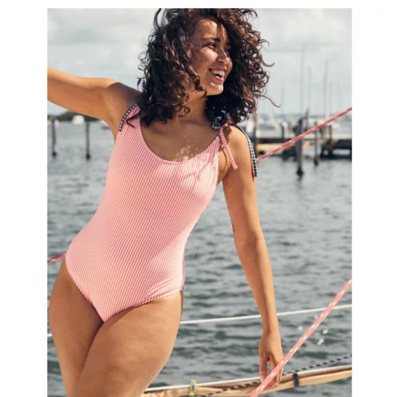 NWOT Aerie Red White & Blue Seersucker Cheeky One Piece Swimsuit XS - Picture 2 of 10
